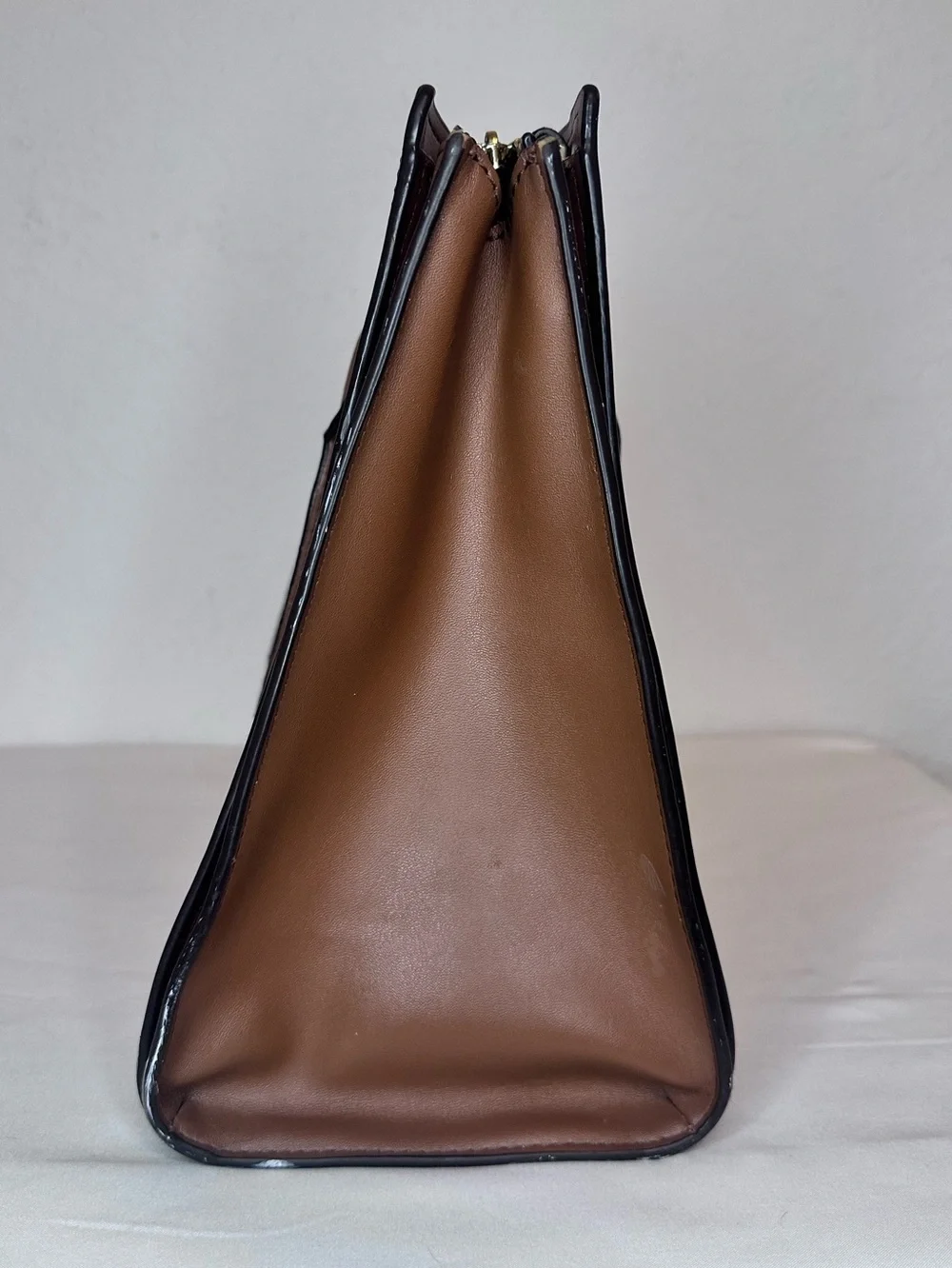 Michael Kors Sutton Medium Saffiano Leather Satchel Brown Gold